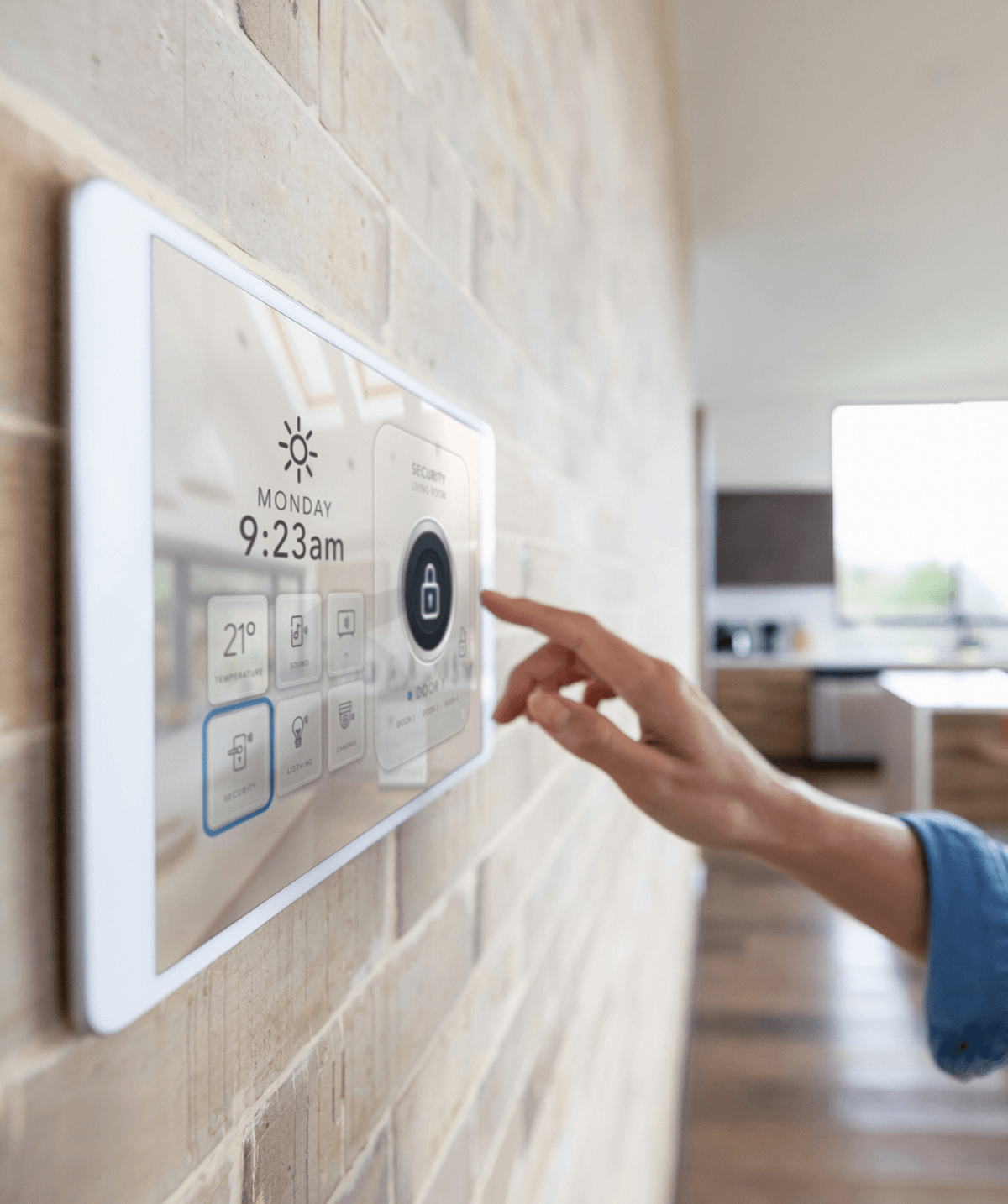 Hand touching smart home interface