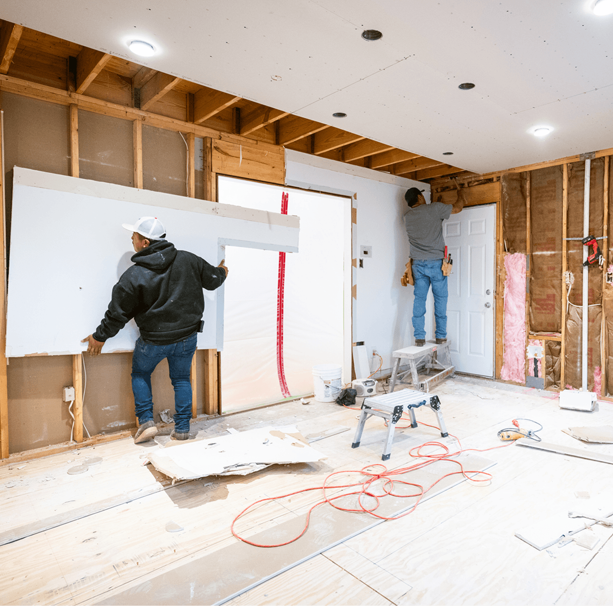 Home renovation with drywall installation